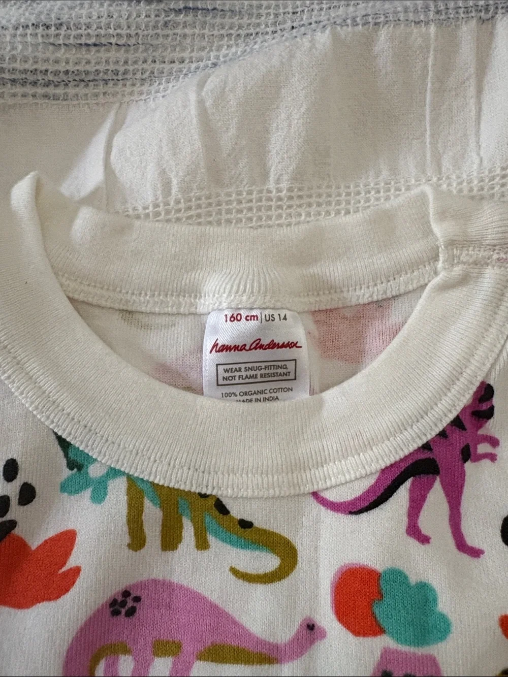 Hanna Andersson White Pajama Set with Rainbow & Multicolor Dinosaurs